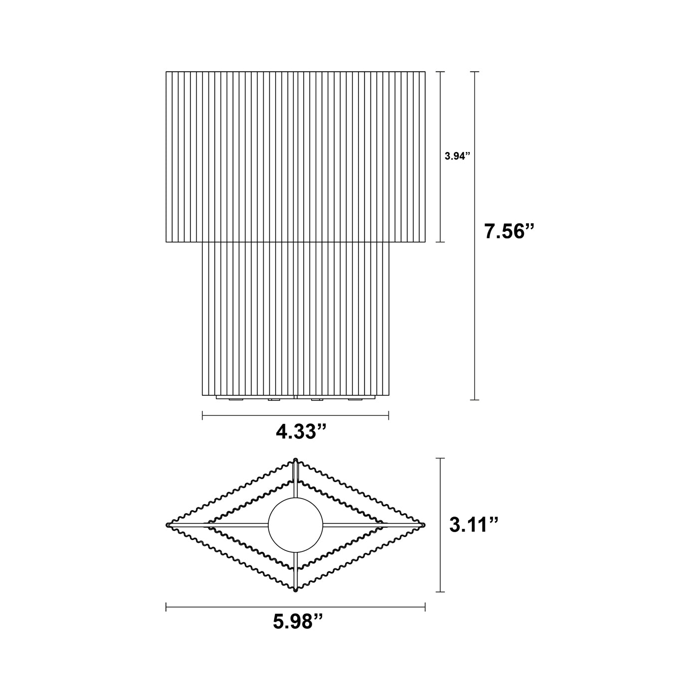 Romb Mini LED Rechargeable Table Lamp - line drawing.