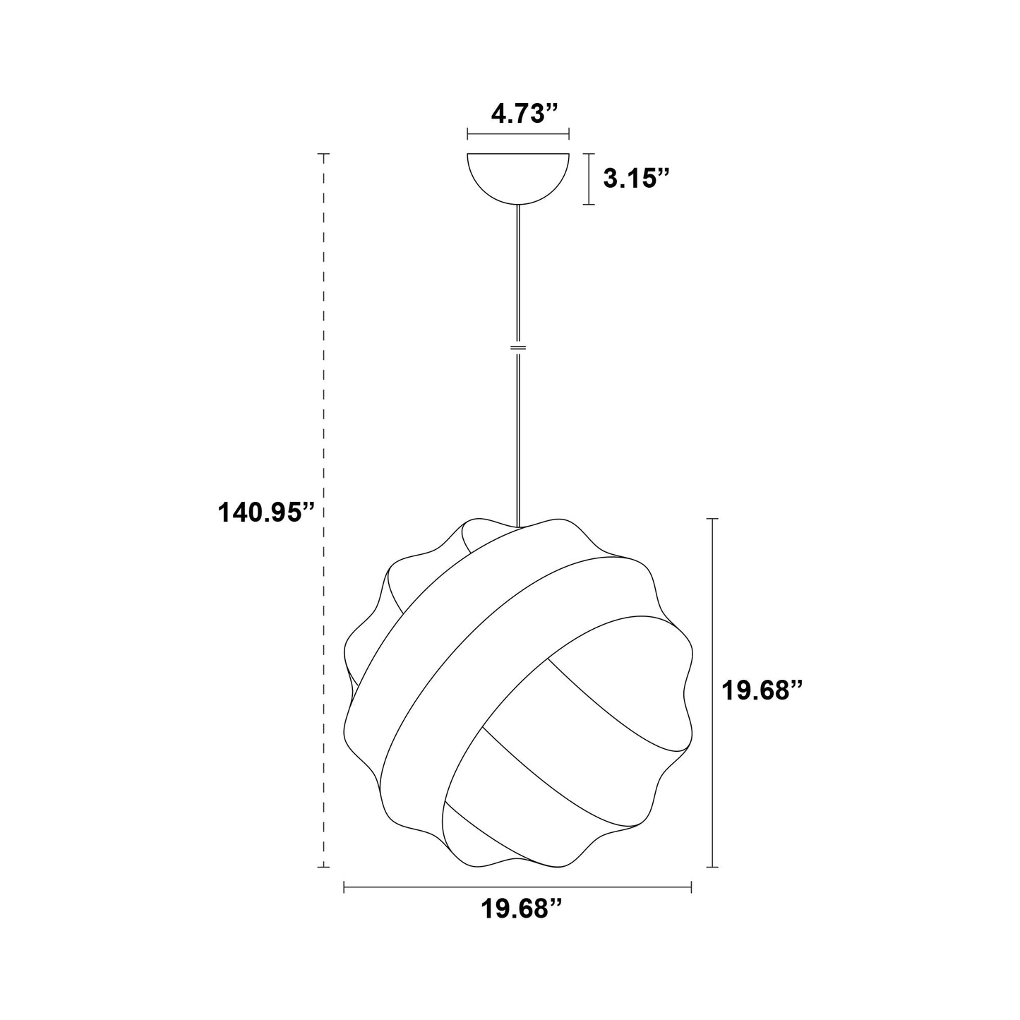 Turner Pendant Light - line drawing.