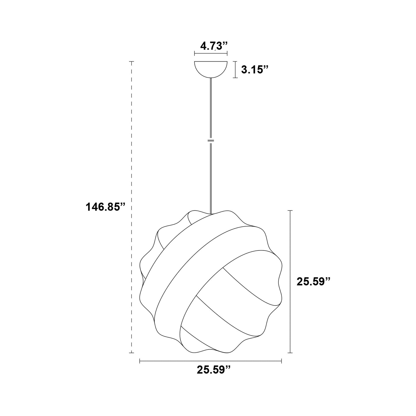 Turner Pendant Light - line drawing.