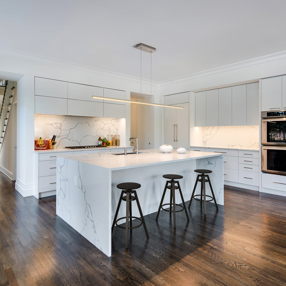 Cirrus LED Linear Pendant Light in kitchen.