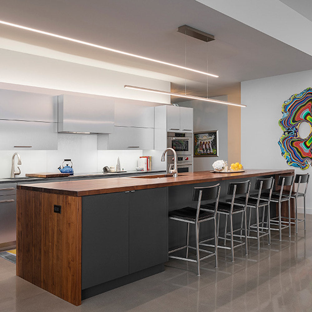 Cirrus LED Linear Pendant Light in kitchen.