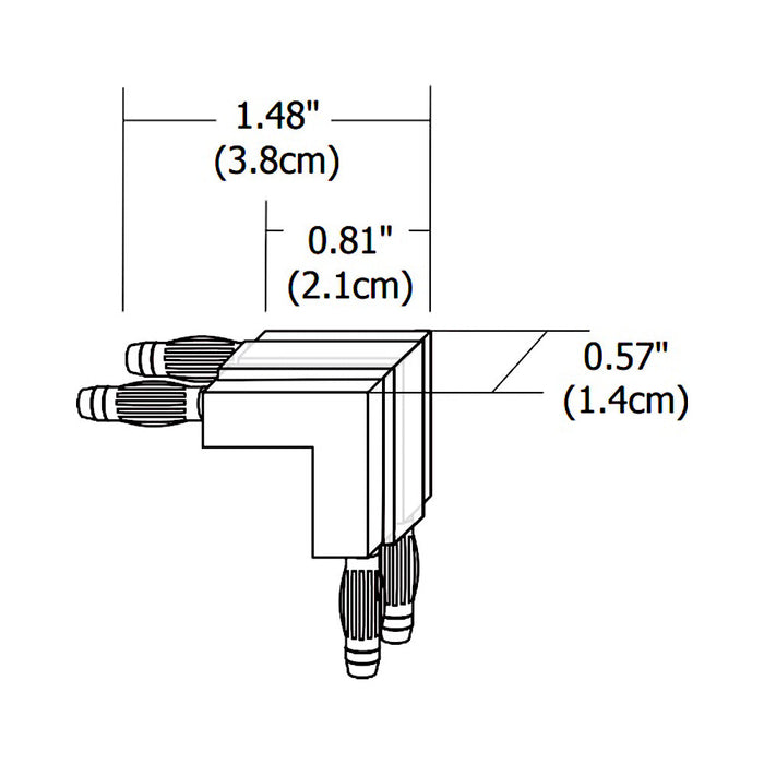 Monorail L-Ceiling Conductive Connector - line drawing.
