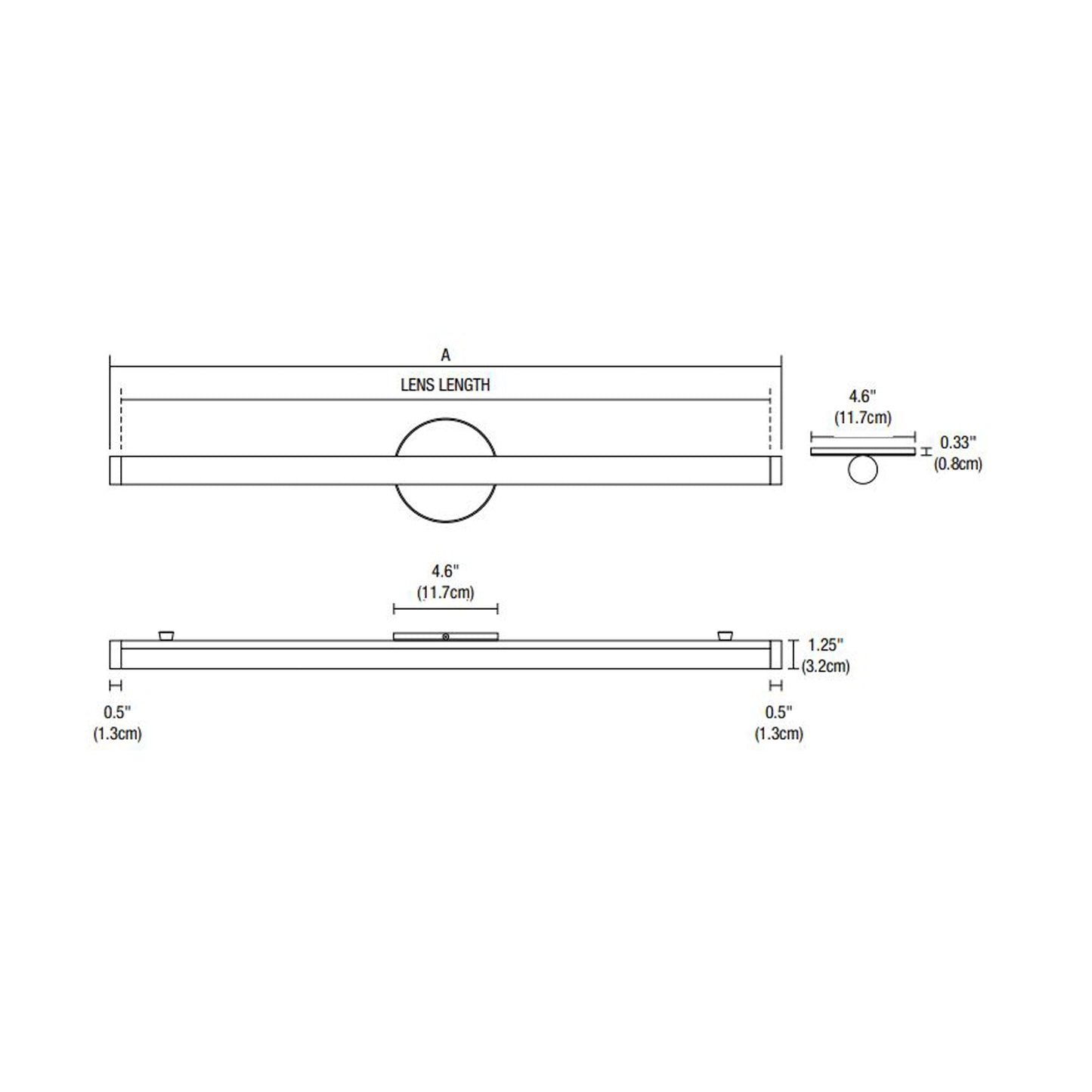 Pipeline LED Vanity Wall Light - line drawing.