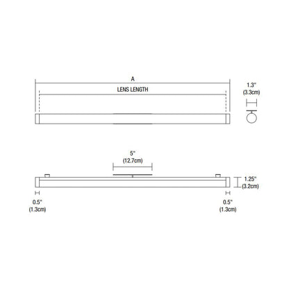 Pipeline LED Vanity Wall Light - line drawing.