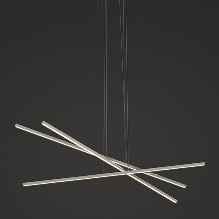 Pix Sticks Cirrus 3-Light 60-Inch LED Pendant Light in Satin Nickel (2700K/4.4W).