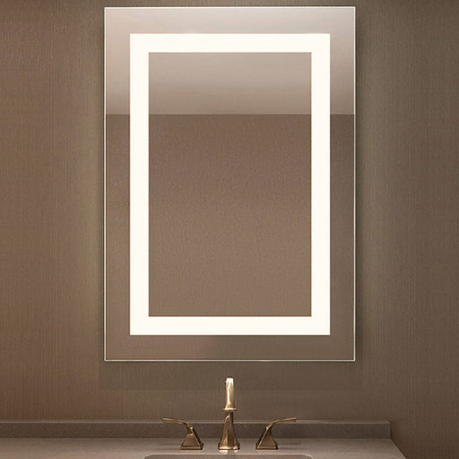 Plaza LED Surface Mounted Rectangular Mirror in bathroom.
