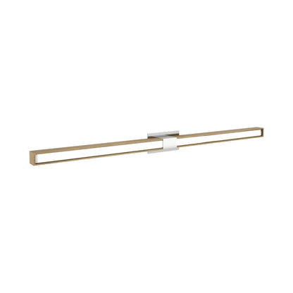 Tie Stix 2-Light 60-Inch LED Vanity Wall Light with Remote Power Supply in Chrome/Wood White Oak (2.3" x 4.6" Rectangle).