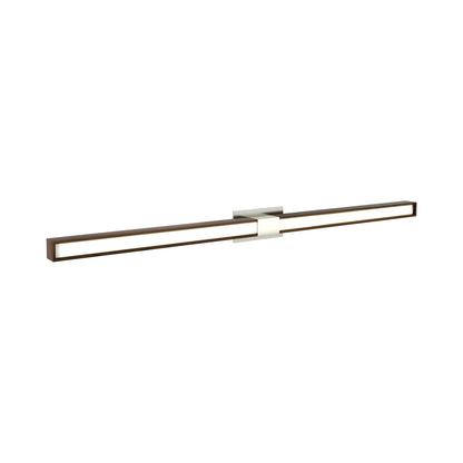 Tie Stix 2-Light 60-Inch LED Vanity Wall Light with Remote Power Supply in Satin Nickel/Wood Walnut (2.3" x 4.6" Rectangle).