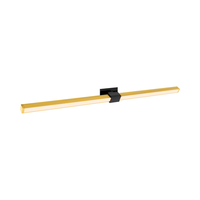 Tie Stix 2-Light Adjustable 24-Inch LED Vanity Wall Light with Remote Power in Satin Black/Satin Brass (1" Rectangle ).