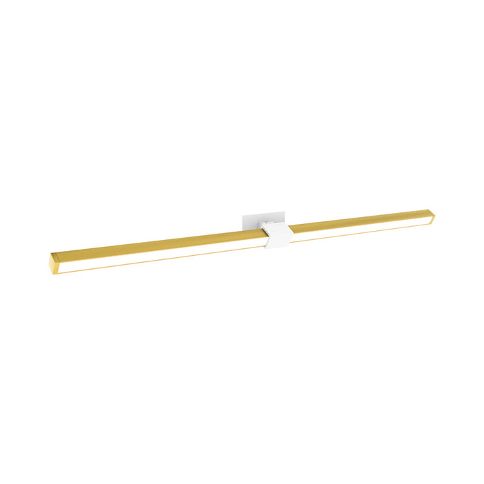 Tie Stix 2-Light Adjustable 24-Inch LED Vanity Wall Light with Remote Power in White/Satin Brass (1" Rectangle ).