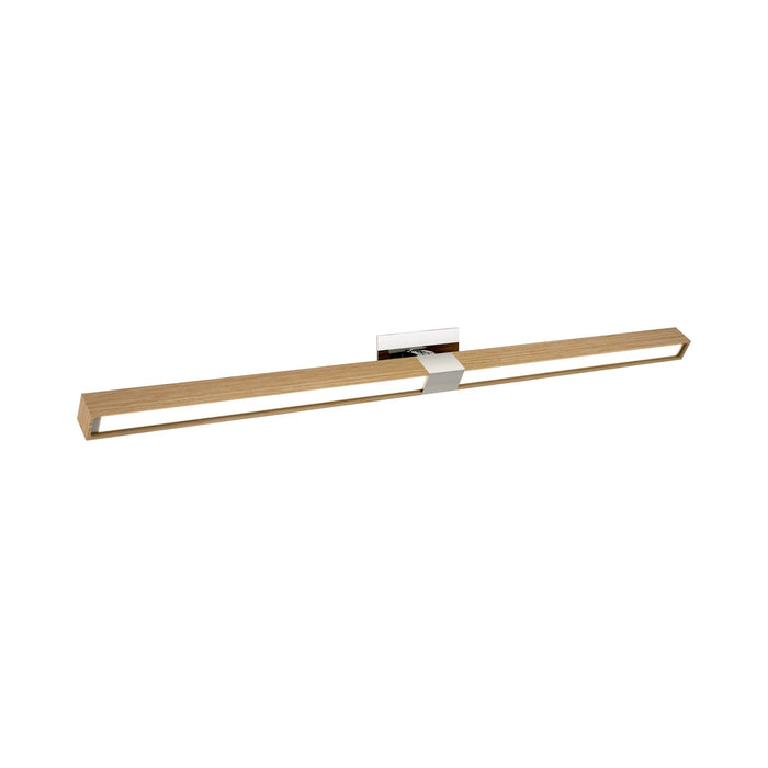 Tie Stix 2-Light Adjustable 24-Inch LED Vanity Wall Light with Remote Power in Chrome/Wood White Oak (2.3" x 4.6" Rectangle).