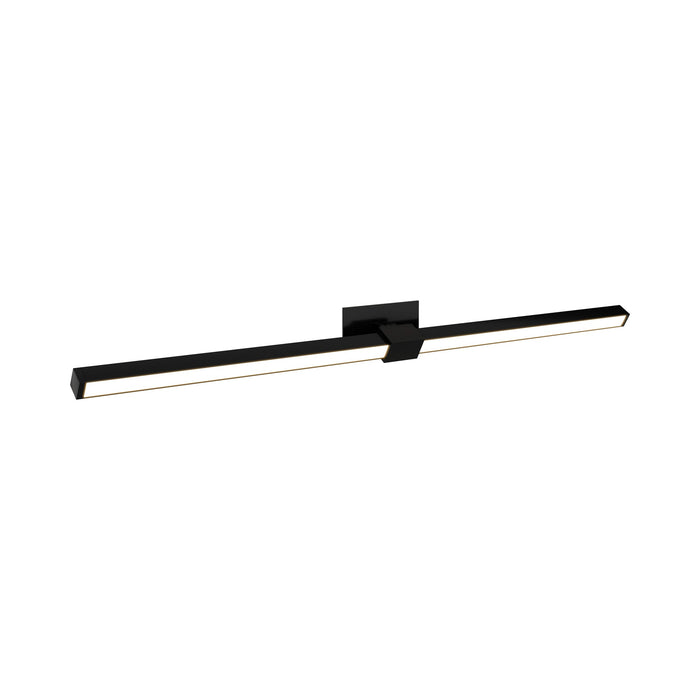 Tie Stix 2-Light Adjustable 24-Inch LED Vanity Wall Light with Remote Power in Satin Black (2.3" x 4.6" Rectangle).