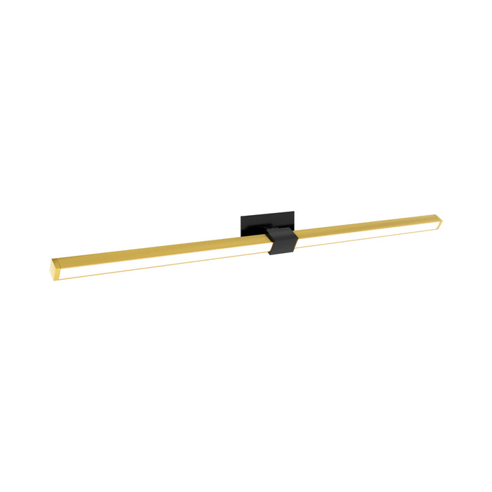 Tie Stix 2-Light Adjustable 24-Inch LED Vanity Wall Light with Remote Power in Satin Black/Satin Brass (2.3" x 4.6" Rectangle).