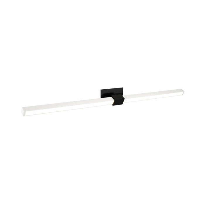 Tie Stix 2-Light Adjustable 24-Inch LED Vanity Wall Light with Remote Power in Satin Black/White (2.3" x 4.6" Rectangle).