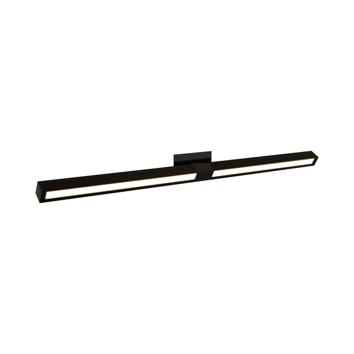Tie Stix 2-Light Adjustable 24-Inch LED Vanity Wall Light with Remote Power in Satin Black/Wood Espresso (2.3" x 4.6" Rectangle).