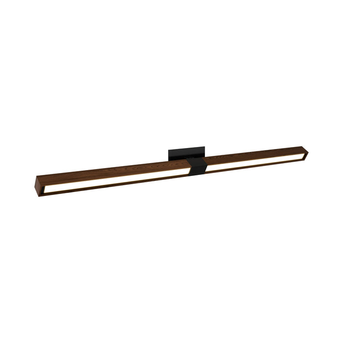 Tie Stix 2-Light Adjustable 24-Inch LED Vanity Wall Light with Remote Power in Satin Black/Wood Walnut (2.3" x 4.6" Rectangle).