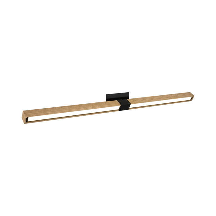 Tie Stix 2-Light Adjustable 24-Inch LED Vanity Wall Light with Remote Power in Satin Black/Wood White Oak (2.3" x 4.6" Rectangle).