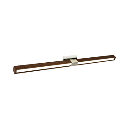 Tie Stix 2RE Adjustable 2-Light LED Wood Vanity Wall Light in Satin Nickel/Wood Walnut.