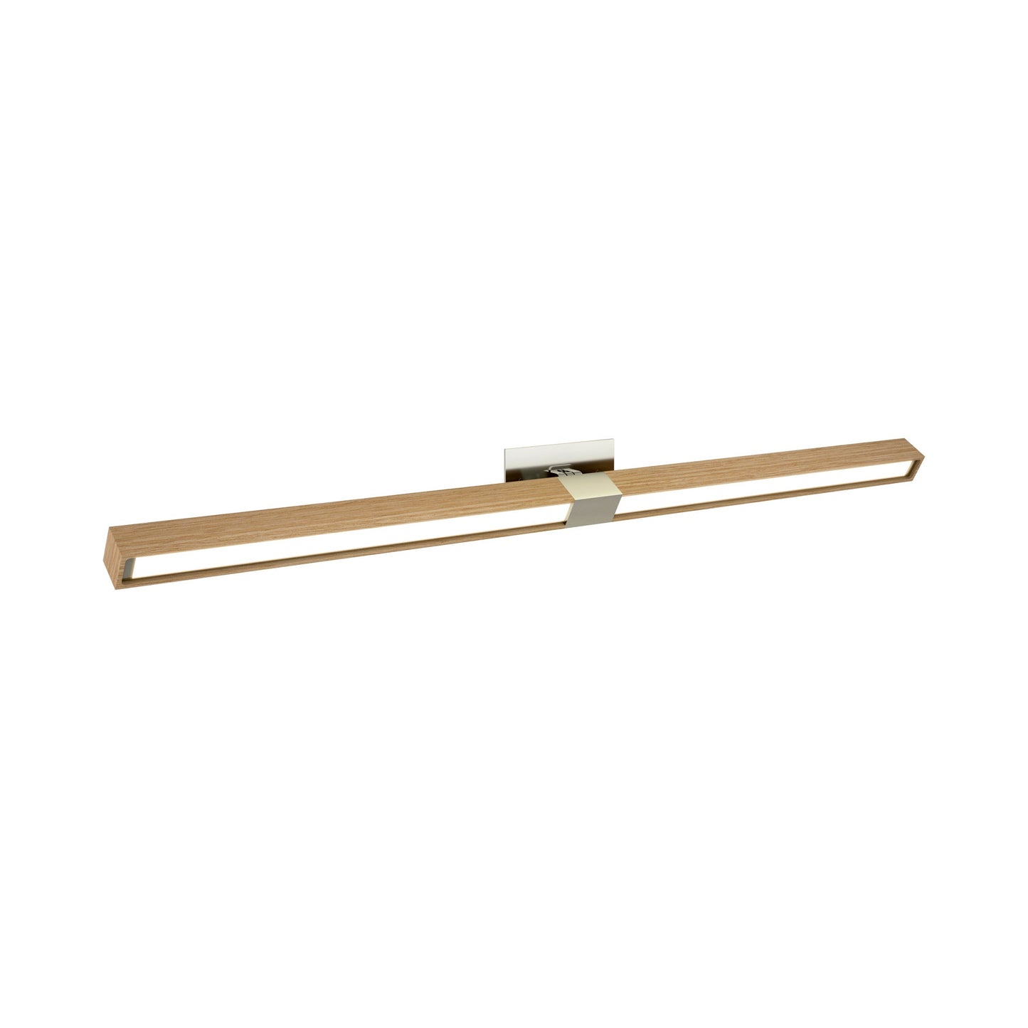 Tie Stix 2RE Adjustable 2-Light LED Wood Vanity Wall Light in Satin Nickel/Wood White Oak.