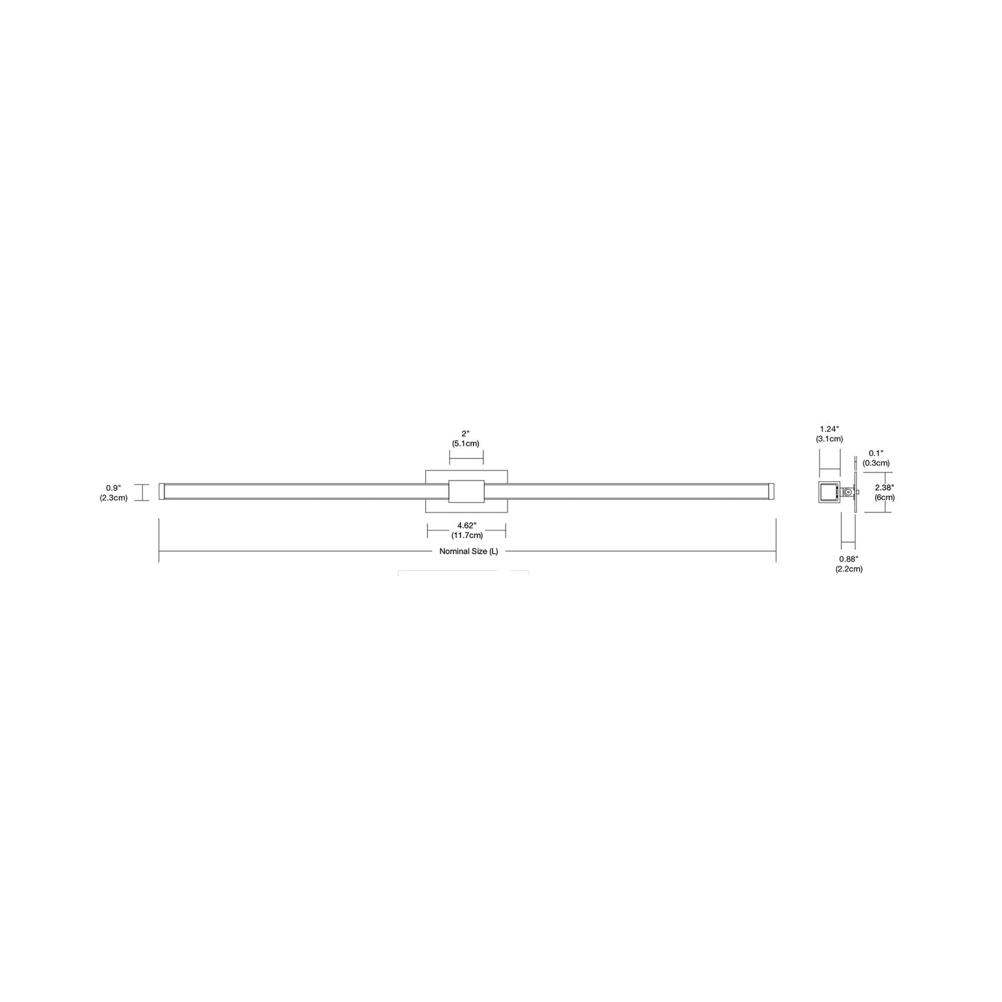 Tie Stix 2RE Adjustable 2-Light LED Wood Vanity Wall Light - line drawing.