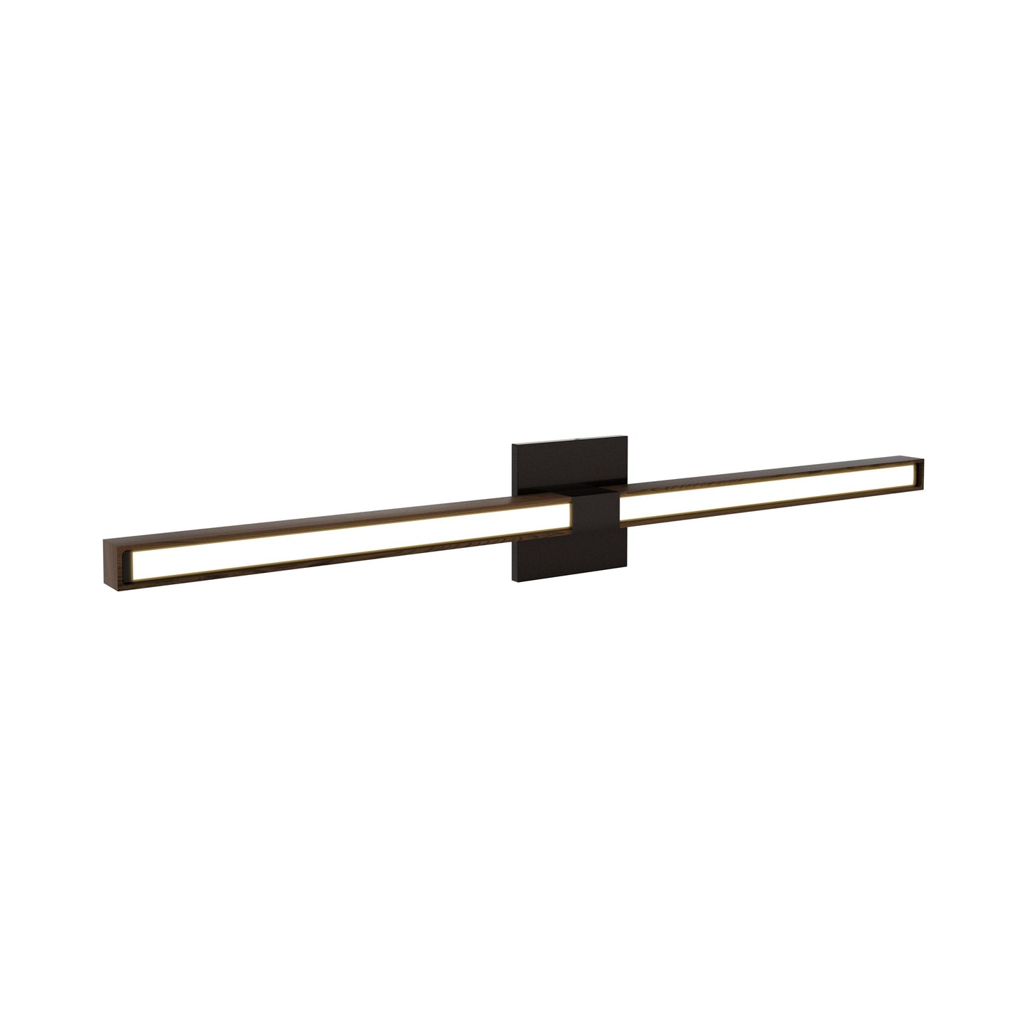 Tie Stix 4SQ 2-Light LED Wood Vanity Wall Light in Antique Bronze/Wood Walnut.