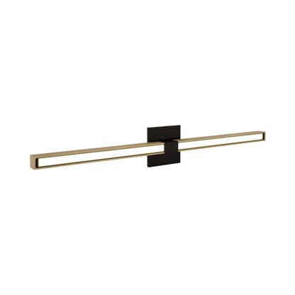 Tie Stix 4SQ 2-Light LED Wood Vanity Wall Light in Antique Bronze/Wood White Oak.