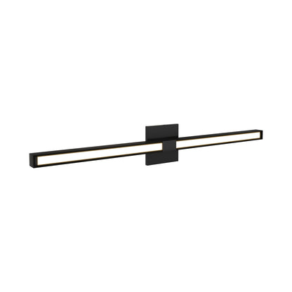 Tie Stix 4SQ 2-Light LED Wood Vanity Wall Light in Satin Black/Wood Espresso.