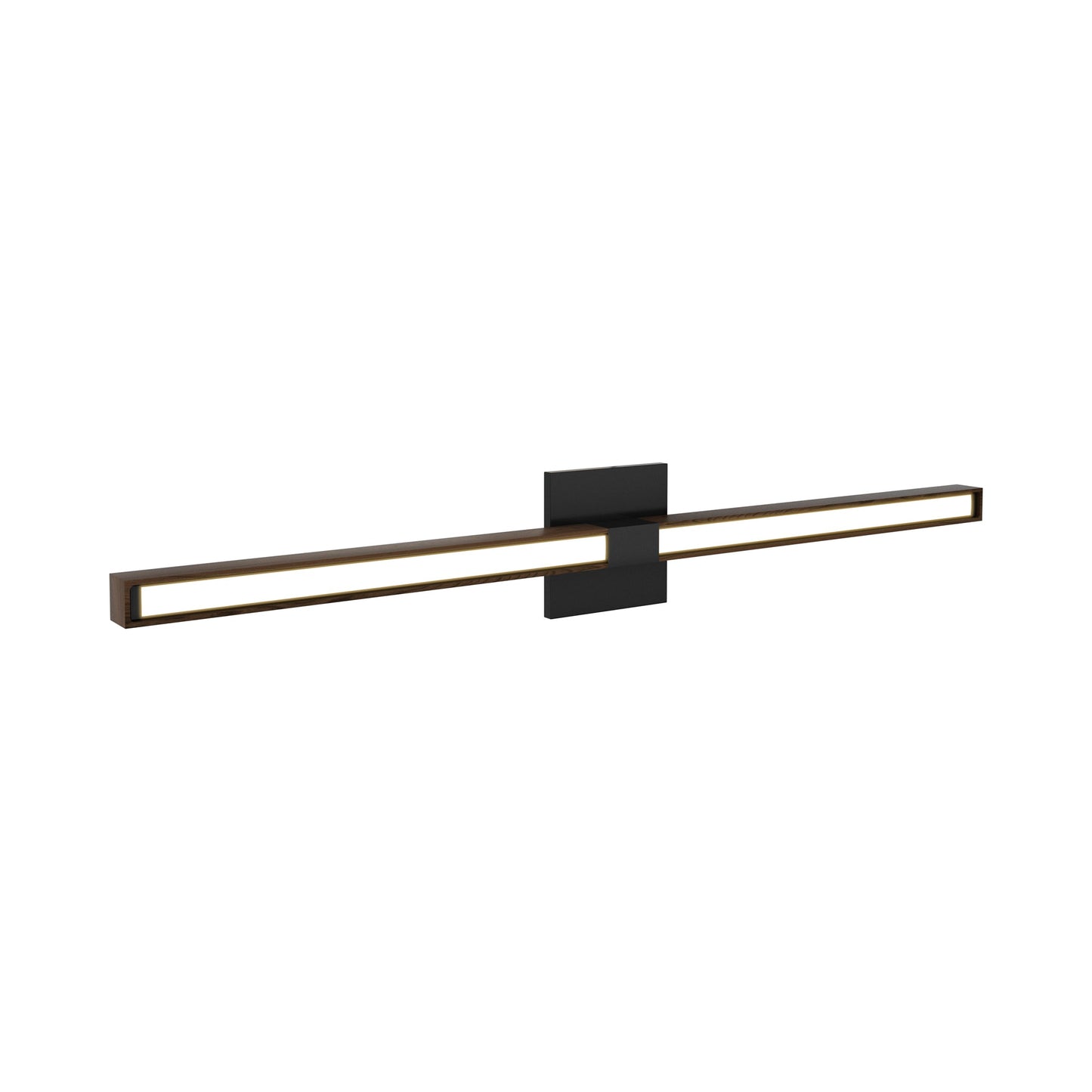 Tie Stix 4SQ 2-Light LED Wood Vanity Wall Light in Satin Black/Wood Walnut.
