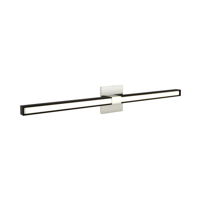 Tie Stix 4SQ 2-Light LED Wood Vanity Wall Light in Satin Nickel/Wood Espresso.