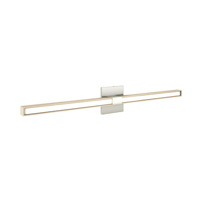 Tie Stix 4SQ 2-Light LED Wood Vanity Wall Light in Satin Nickel/Wood Maple.
