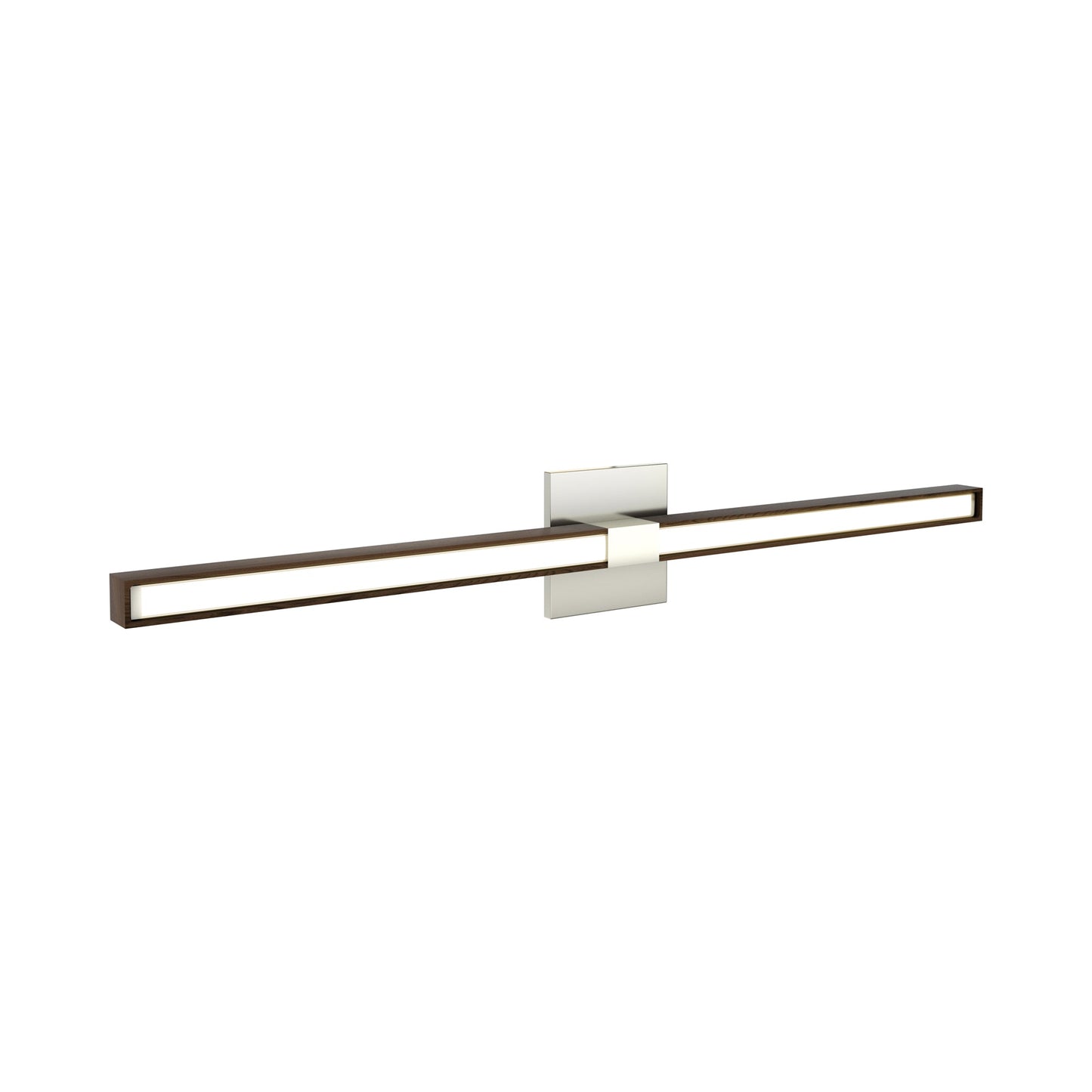 Tie Stix 4SQ 2-Light LED Wood Vanity Wall Light in Satin Nickel/Wood Walnut.