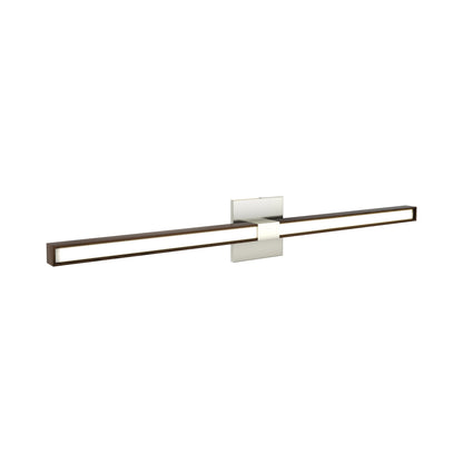 Tie Stix 4SQ 2-Light LED Wood Vanity Wall Light in Satin Nickel/Wood Walnut.