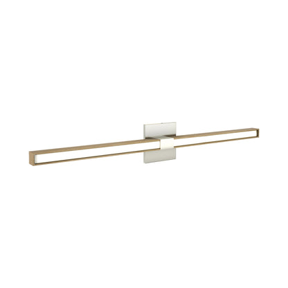 Tie Stix 4SQ 2-Light LED Wood Vanity Wall Light in Satin Nickel/Wood White Oak.