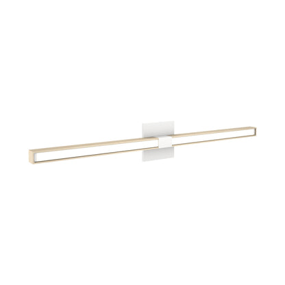 Tie Stix 4SQ 2-Light LED Wood Vanity Wall Light in White/Wood Maple.