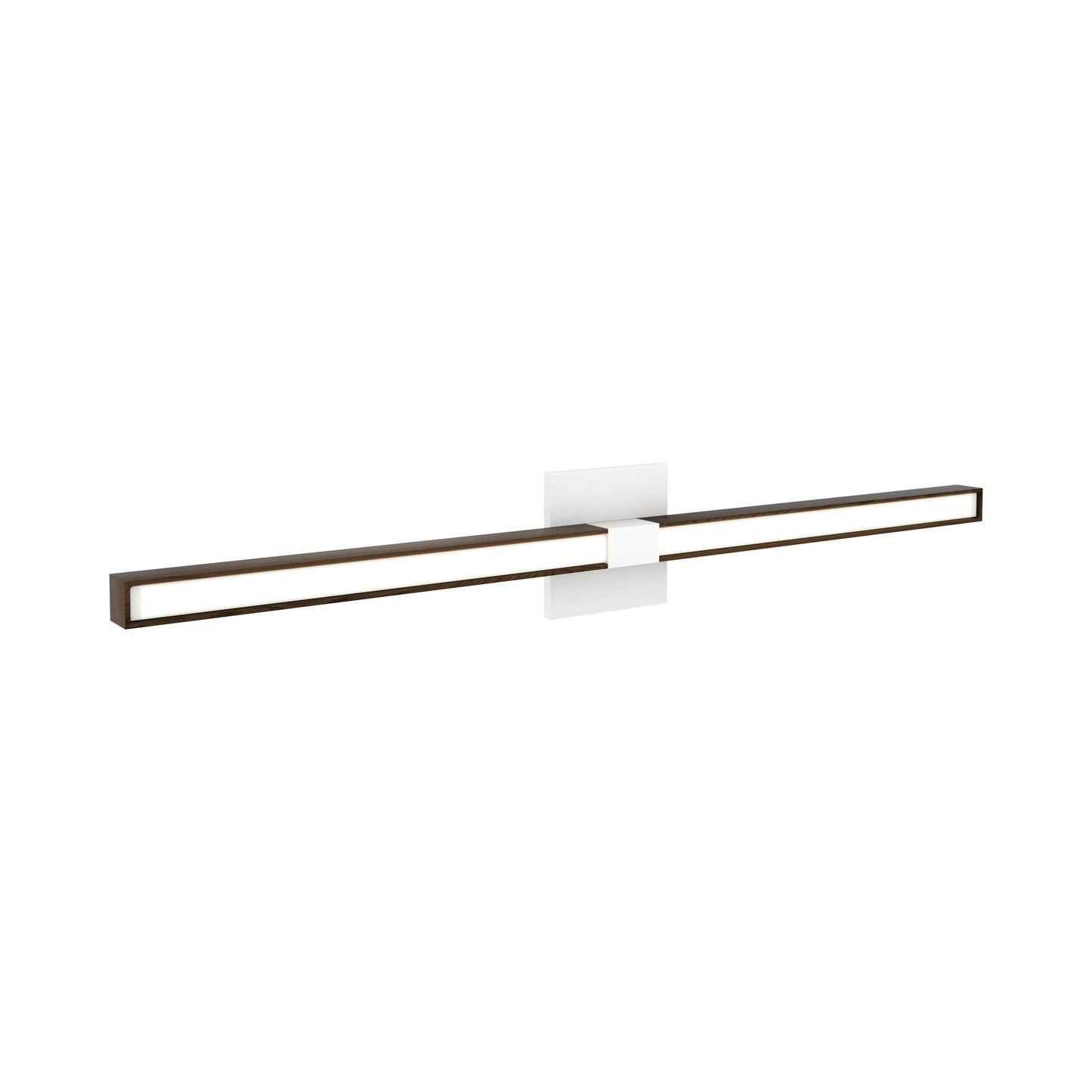 Tie Stix 4SQ 2-Light LED Wood Vanity Wall Light in White/Wood Walnut.