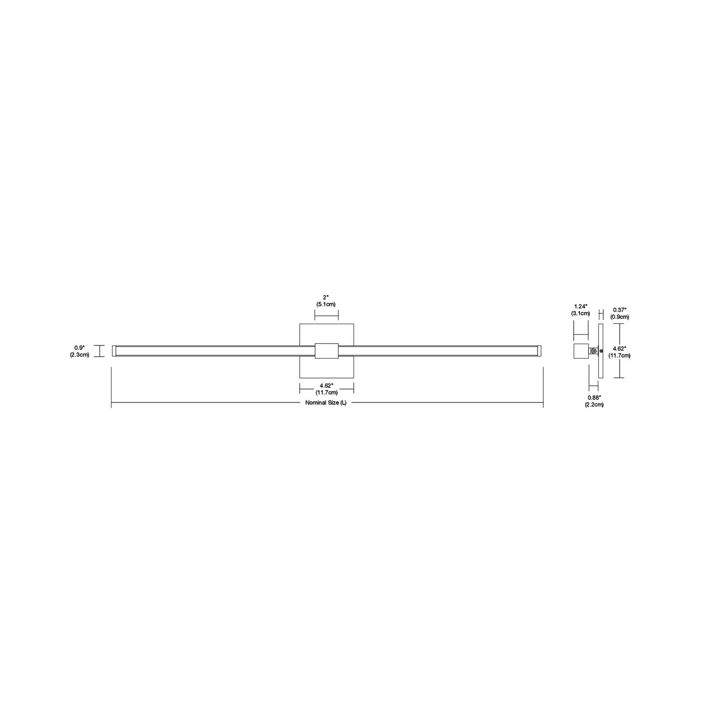 Tie Stix 4SQ Adjustable 2-Light LED Vanity Wall Light - line drawing.