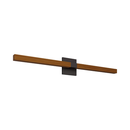 Tie Stix 4SQ Adjustable 2-Light LED Wood Vanity Wall Light in Antique Bronze/Wood Cherry.