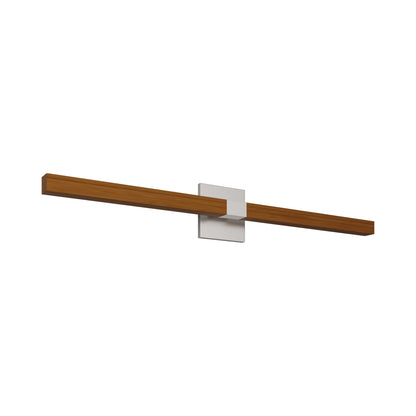 Tie Stix 4SQ Adjustable 2-Light LED Wood Vanity Wall Light in Satin Nickel/Wood Cherry.