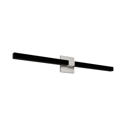 Tie Stix 4SQ Adjustable 2-Light LED Wood Vanity Wall Light in Satin Nickel/Wood Espresso.
