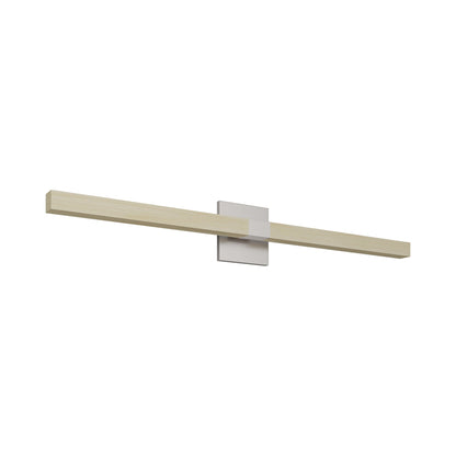 Tie Stix 4SQ Adjustable 2-Light LED Wood Vanity Wall Light in Satin Nickel/Wood Maple.