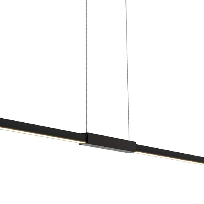 Tie Stix Center Feed Antique Bronze/Satin Black LED Linear Pendant Light in Detail. 