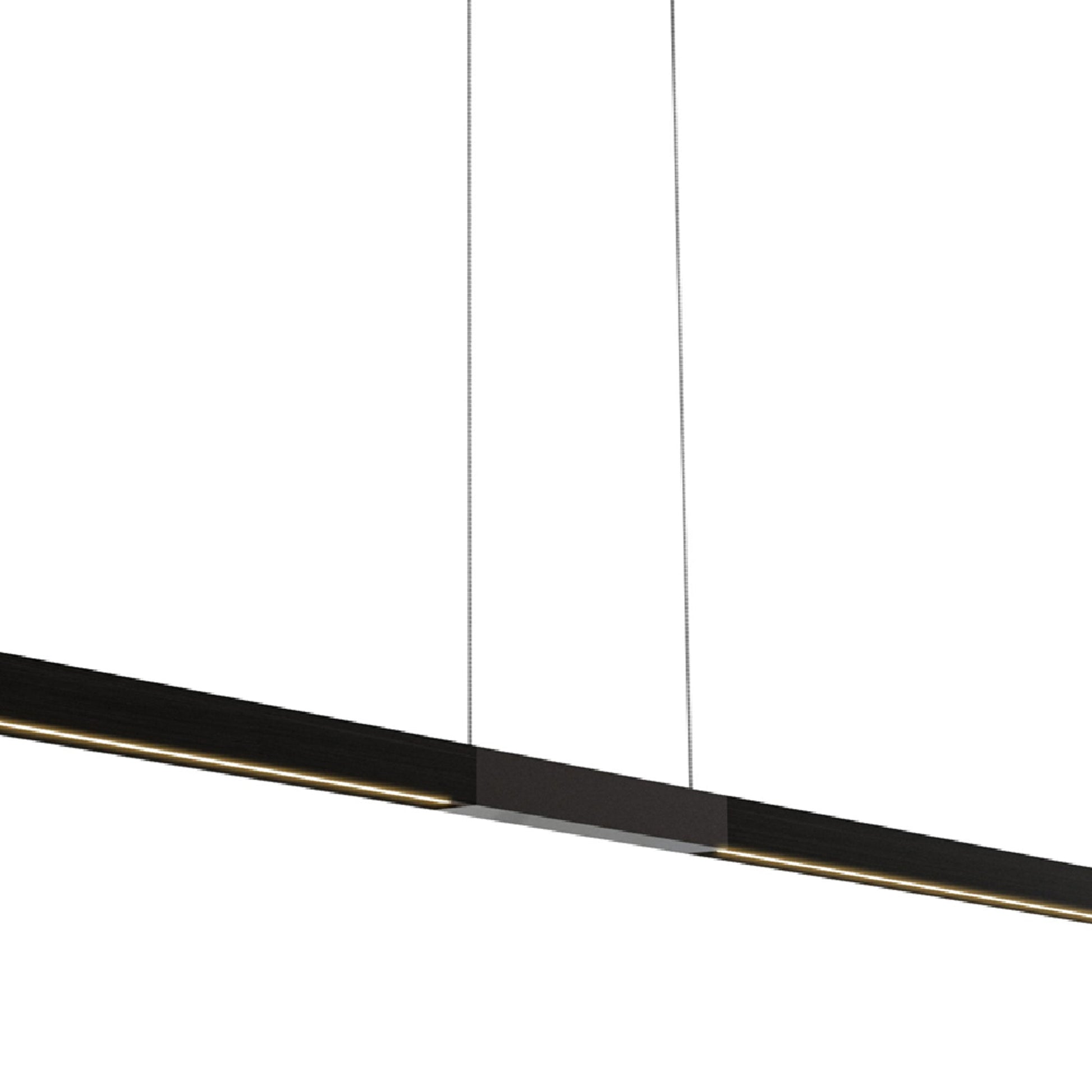 Tie Stix Center Feed Antique Bronze/Wood Espresso LED Linear Pendant Light in Detail.