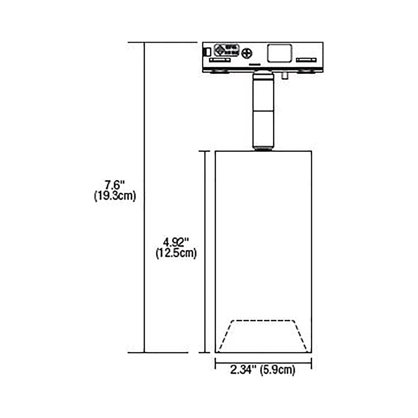 Tubo LED Track Head - line drawing.