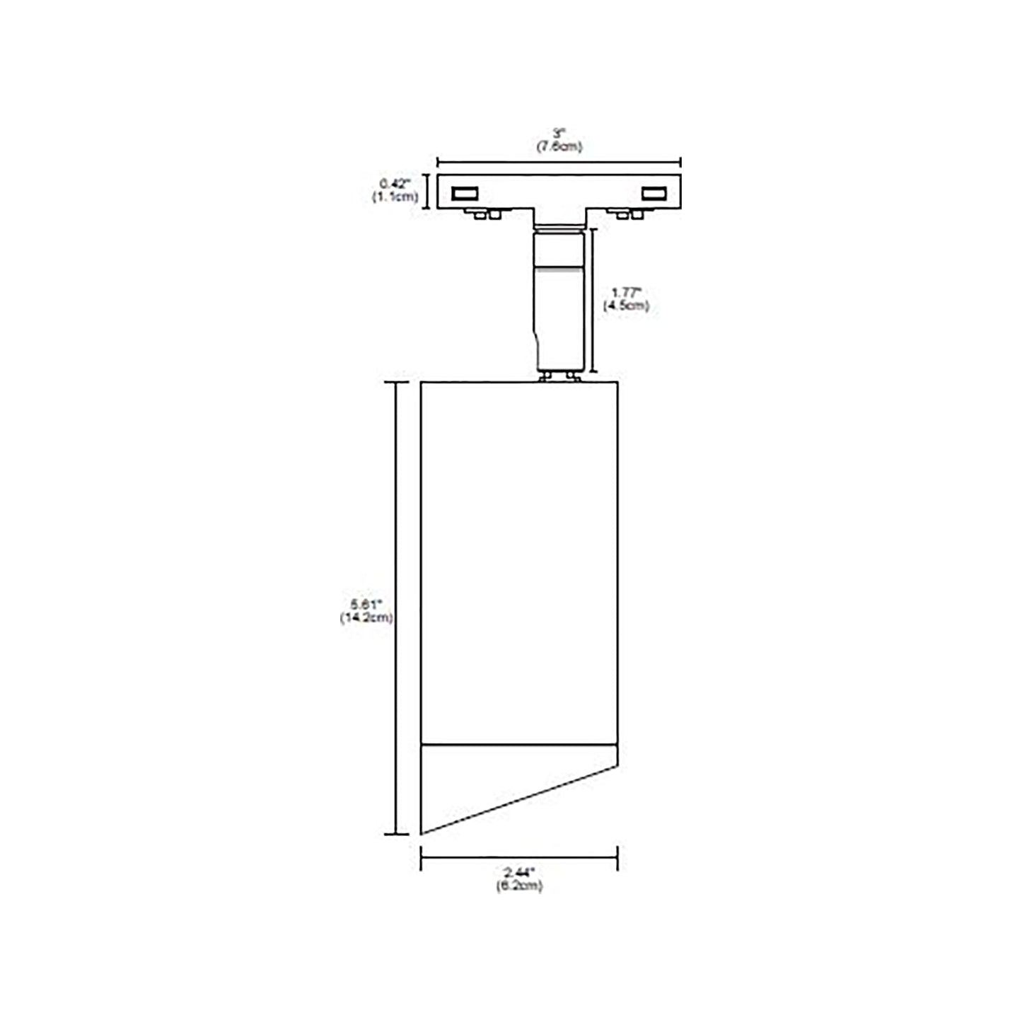 Tubo Wall Wash LED Track Head - line drawing.