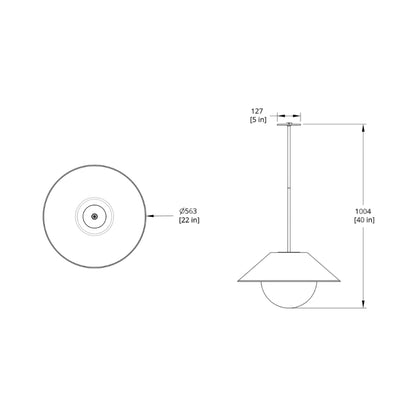 Akoya LED Pendant Light - line drawing.