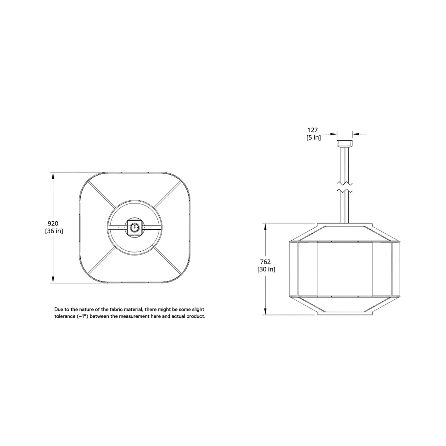AllSew LED Pendant Light - line drawing.