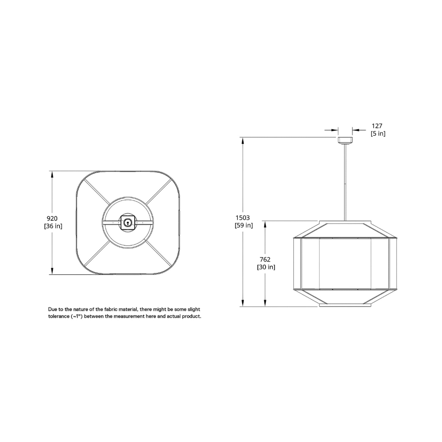 AllSew LED Pendant Light - line drawing.