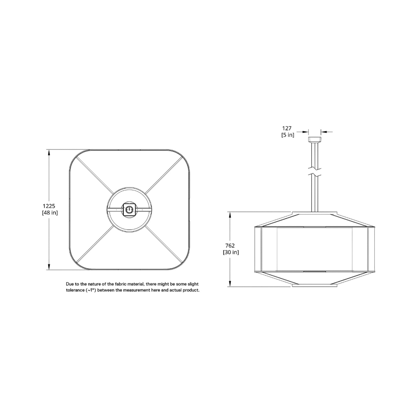 AllSew LED Pendant Light - line drawing.