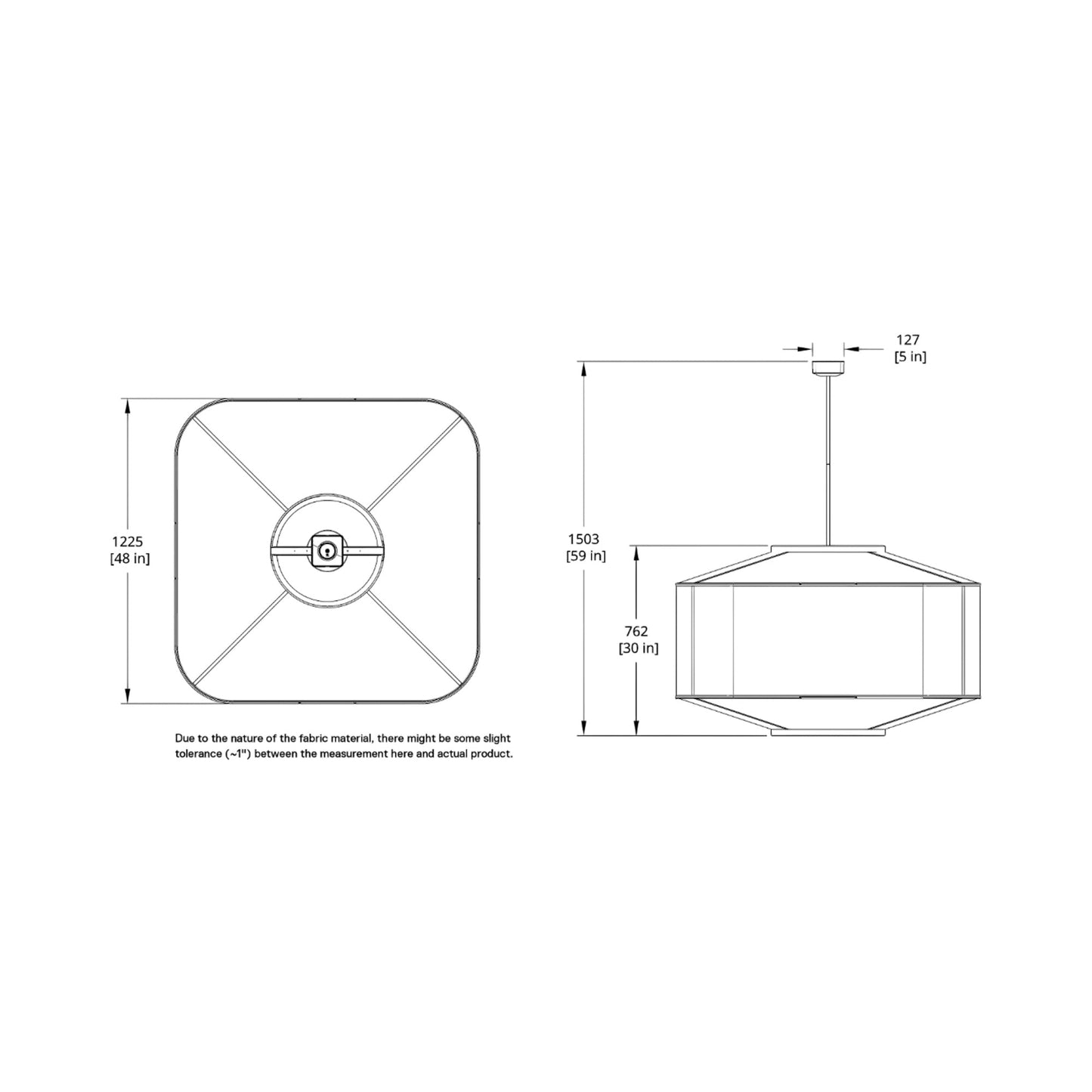 AllSew LED Pendant Light - line drawing.