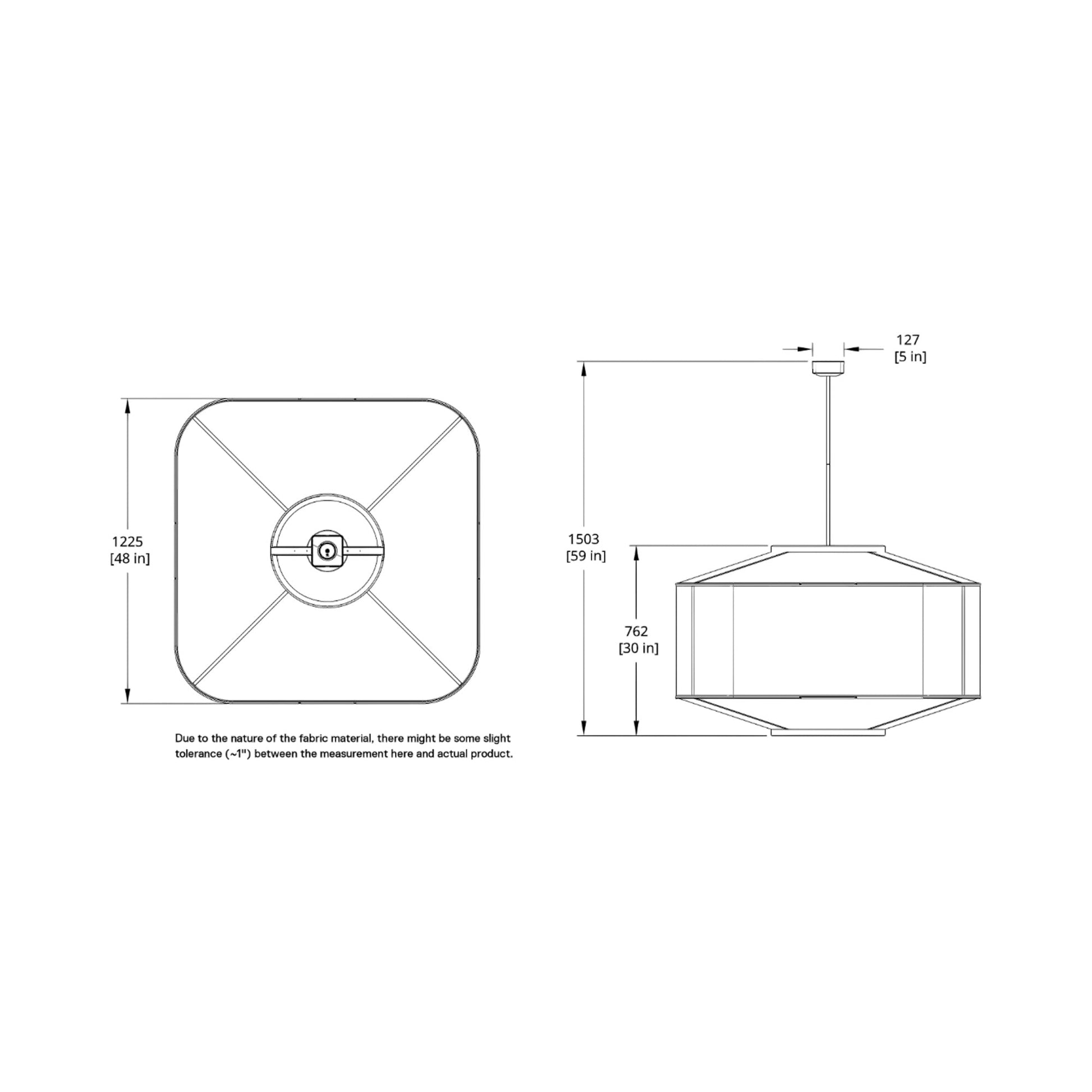 AllSew LED Pendant Light - line drawing.